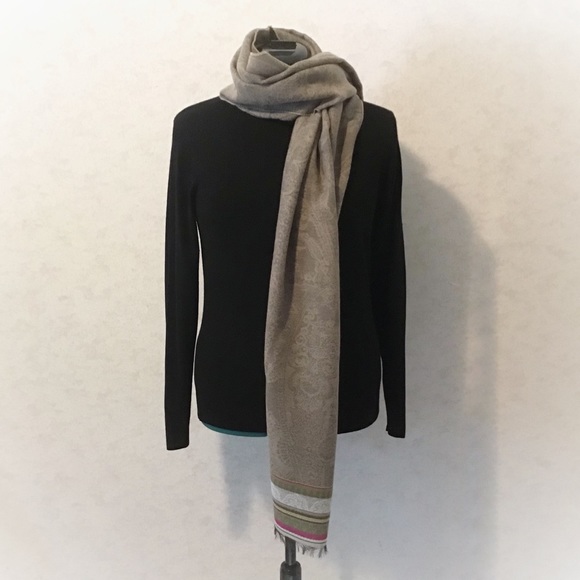 2/$25 V. Fraas Rectangular Taupe Paisley Scarf - Picture 4 of 16